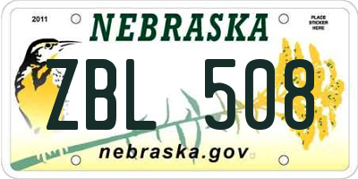 NE license plate ZBL508