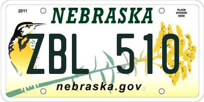 NE license plate ZBL510