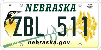 NE license plate ZBL511