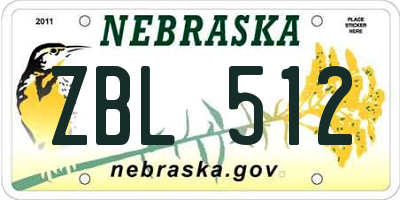 NE license plate ZBL512