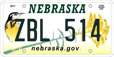 NE license plate ZBL514