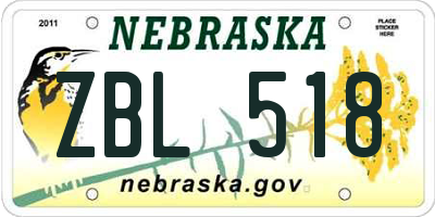 NE license plate ZBL518