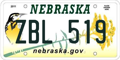 NE license plate ZBL519