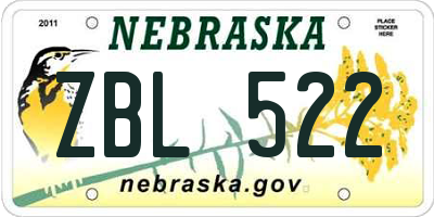 NE license plate ZBL522