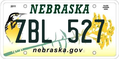 NE license plate ZBL527