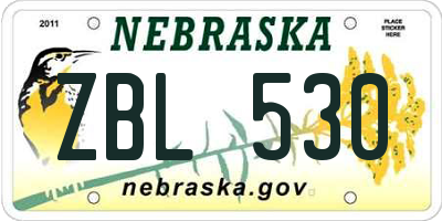 NE license plate ZBL530