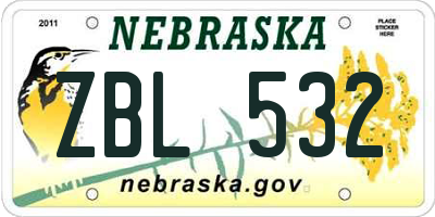NE license plate ZBL532