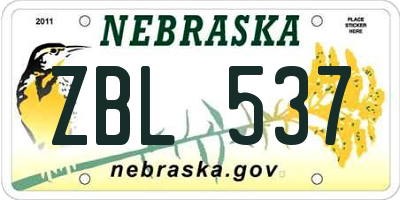 NE license plate ZBL537