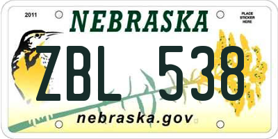 NE license plate ZBL538