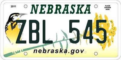 NE license plate ZBL545