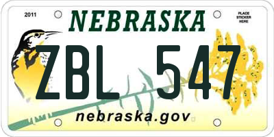 NE license plate ZBL547