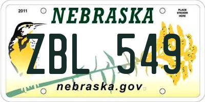 NE license plate ZBL549