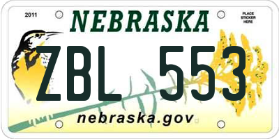 NE license plate ZBL553