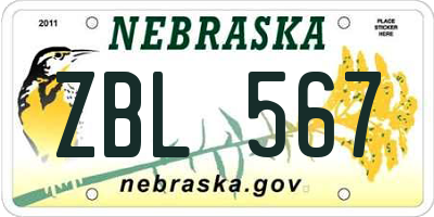 NE license plate ZBL567