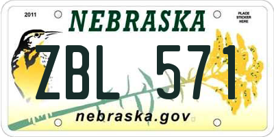 NE license plate ZBL571