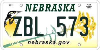NE license plate ZBL573