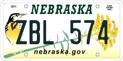NE license plate ZBL574