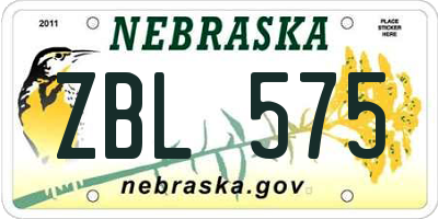 NE license plate ZBL575