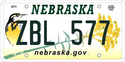 NE license plate ZBL577