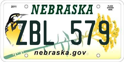 NE license plate ZBL579