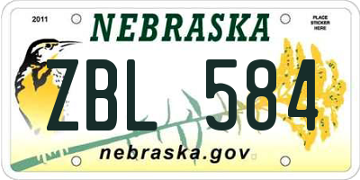 NE license plate ZBL584