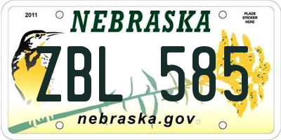 NE license plate ZBL585