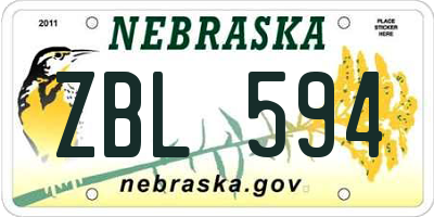 NE license plate ZBL594