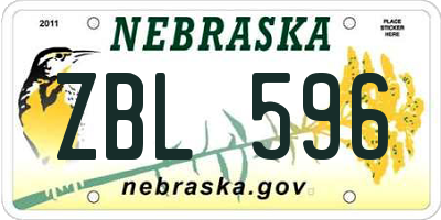 NE license plate ZBL596