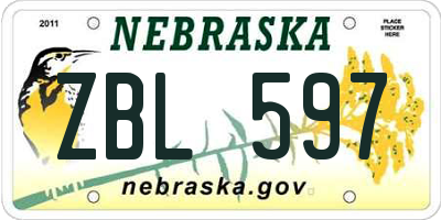 NE license plate ZBL597