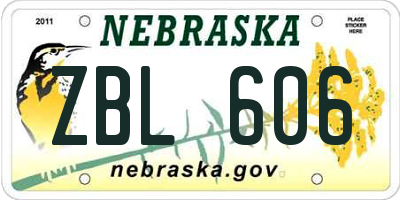 NE license plate ZBL606