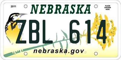 NE license plate ZBL614