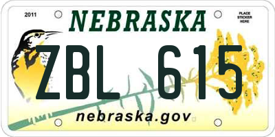 NE license plate ZBL615
