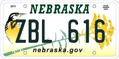 NE license plate ZBL616