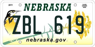 NE license plate ZBL619