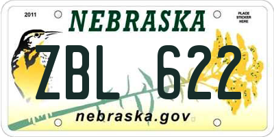 NE license plate ZBL622