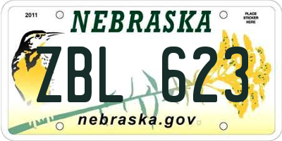 NE license plate ZBL623
