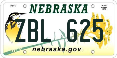 NE license plate ZBL625