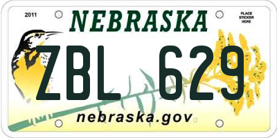 NE license plate ZBL629