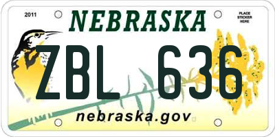 NE license plate ZBL636