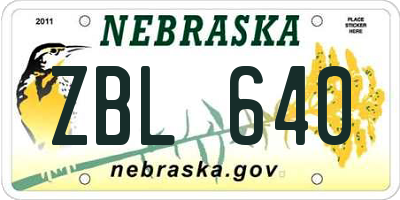 NE license plate ZBL640