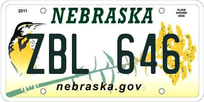 NE license plate ZBL646