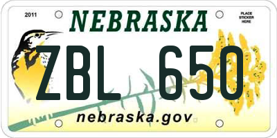 NE license plate ZBL650