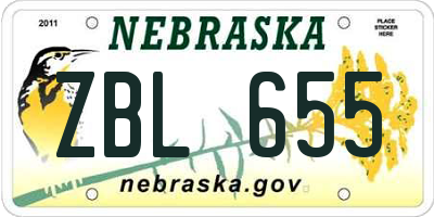 NE license plate ZBL655