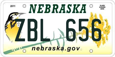NE license plate ZBL656