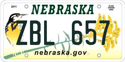 NE license plate ZBL657