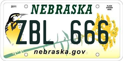 NE license plate ZBL666