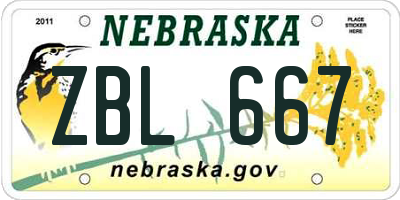 NE license plate ZBL667