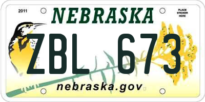 NE license plate ZBL673