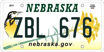 NE license plate ZBL676