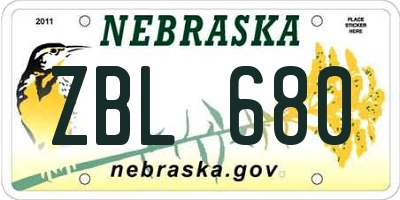 NE license plate ZBL680